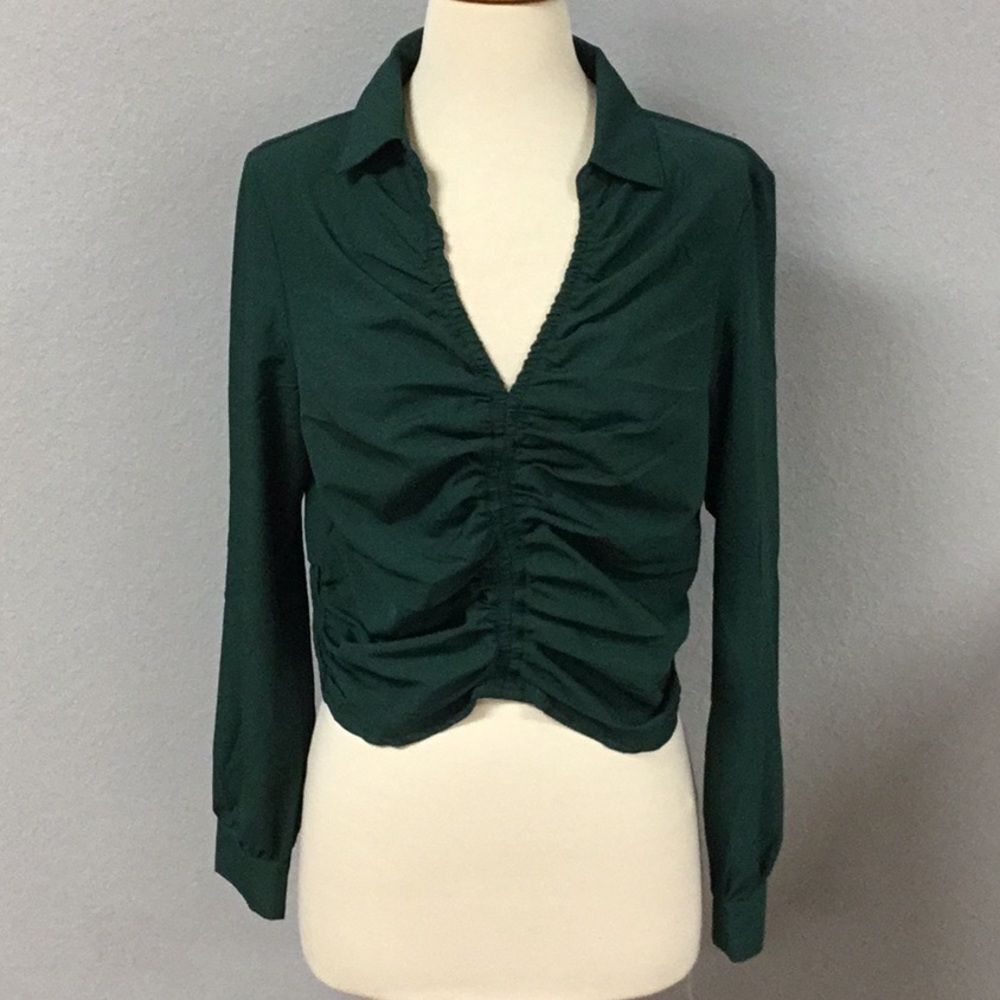 Story On‎ V Neck Green Blouse Top Size Large New With Tags